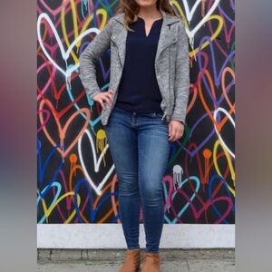 Market & Spruce Elissa French Terry Moto Jacket Gray Size Medium